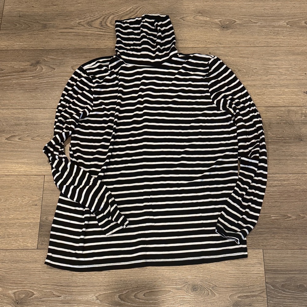 Eloquii Monochrome Striped Turtleneck